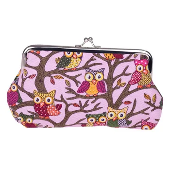 

Hot Sale Cute Women Canvas Bag Mini Owl Coin Purse Hasp Wallet for Children Small Pouch Coin Money Cartoon Purses Monedero