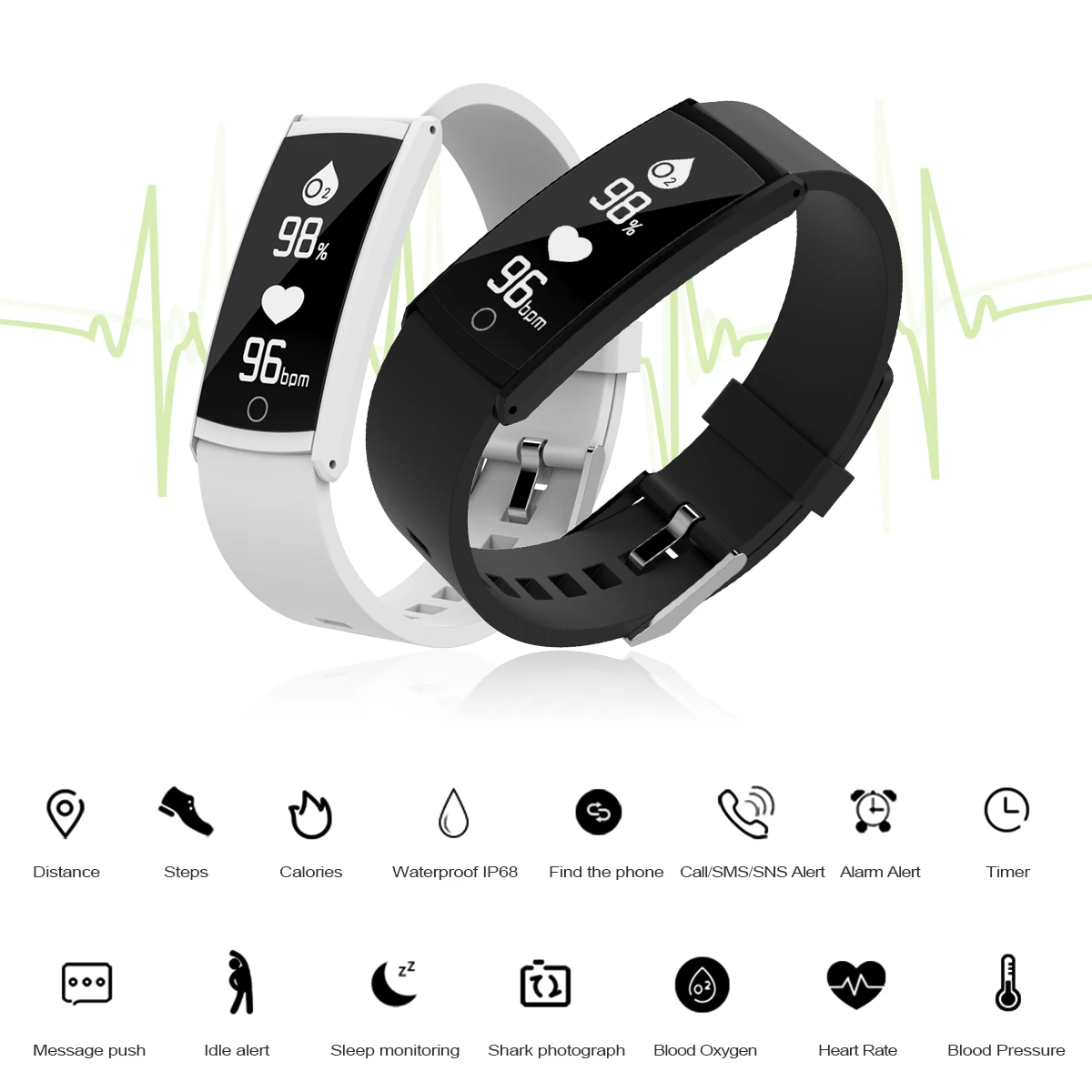 Фитнес трекер IP68 Водонепроницаемый крови кислородом сна монитор сердечного ритма работает Шагомер Спорт шаг счетчик калорий Smartwatch