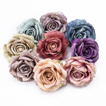 

5pcs Scrapbooking silk roses wedding flower wall Home party decor accessories Christmas tree Crafts cheap artificial flowers