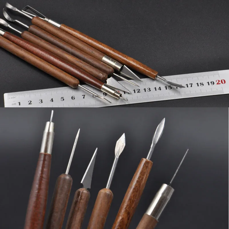 

6Pcs New Clay Sculpting Set Wax Carving Pottery Tools Shapers Polymer Modeling Kit Tools WB033 P0.11