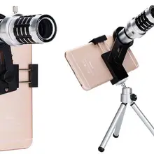 Фотография 12X Telepscope камера зум объектив+ Регулируемый алюминиевый штатив для sony Xperia для Xioami красный для iphone X 8