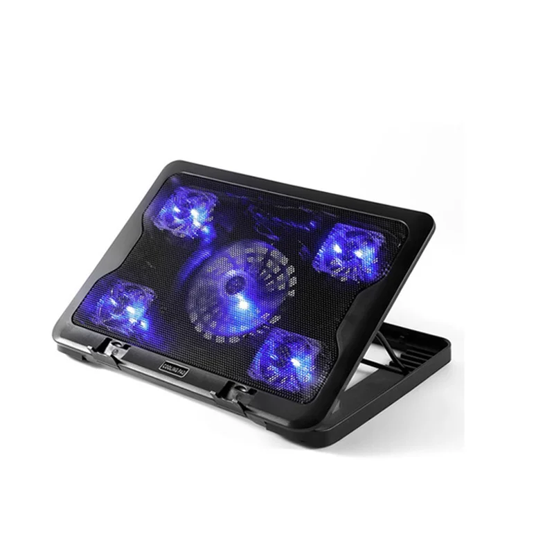 Quiet Laptop Cooling Pad LED Base Stand for Macbook Laptop Notebook Peripherals 2 USB Ports Five Big Cooling Fan Cooling Pad Quiet Laptop Cooling Pad LED Base Stand for Macbook Laptop Notebook Peripherals 2 USB Ports Five Big Cooling Fan Cooling Pad