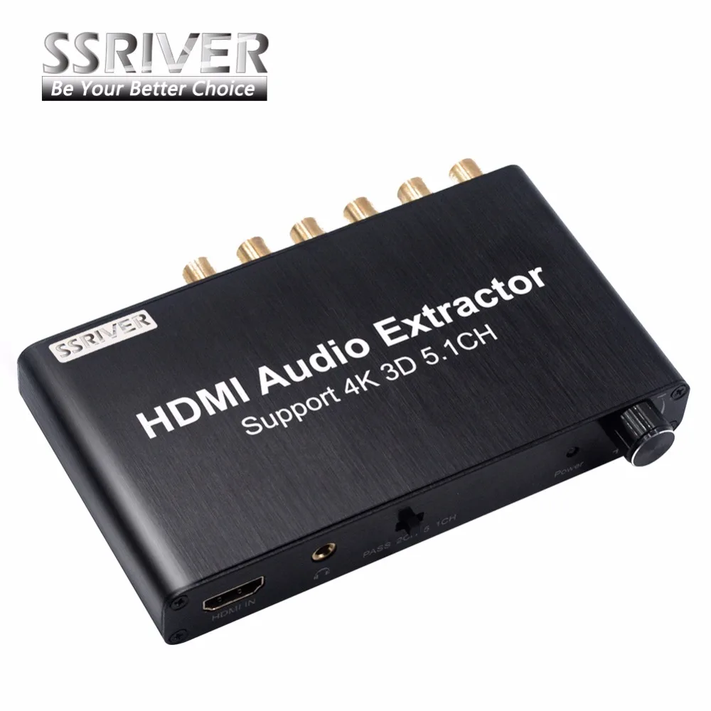 

SSRIVER 5.1CH HDMI Audio Extractor Decode Coaxial to RCA AC3/DST to 5.1 Amplifier Analog Converter Support 4K for PS4 DVD Player