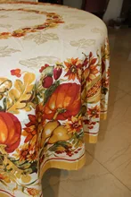 VEZO HOME new arrival printed floral plant pumpkin vines round rectangle square table cloth jacquard tablecloth home table decor