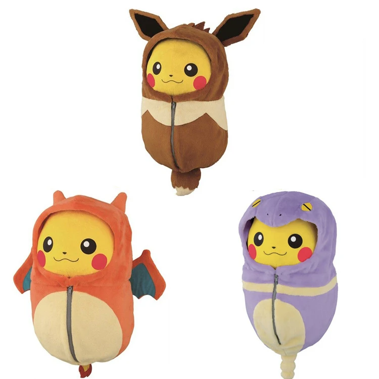 

Cute pikachu sleeping bag cos Charizard Ekans Eevee plush soft creative Claw machine doll for Children gift toys