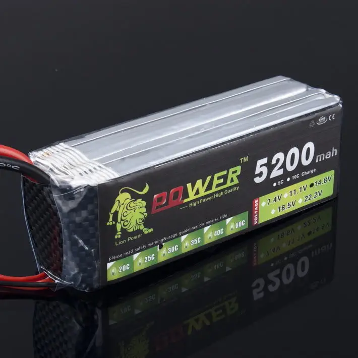 LION POWER 14,8 v 5200mah 40C Lipo батарея для радиоуправляемого дрона вертолета лодки самолета 5200mah 14,8 V батарея 4S литиевая батарея 1 шт