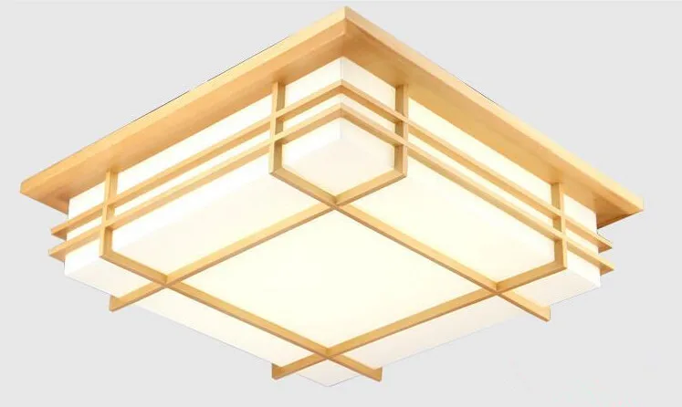 

Japanese Indoor Lighting LED Ceiling Light Lamp Square 45-55cm Tatami Decor LED Lamp Wood Paper Restaurant Living Room Hallway