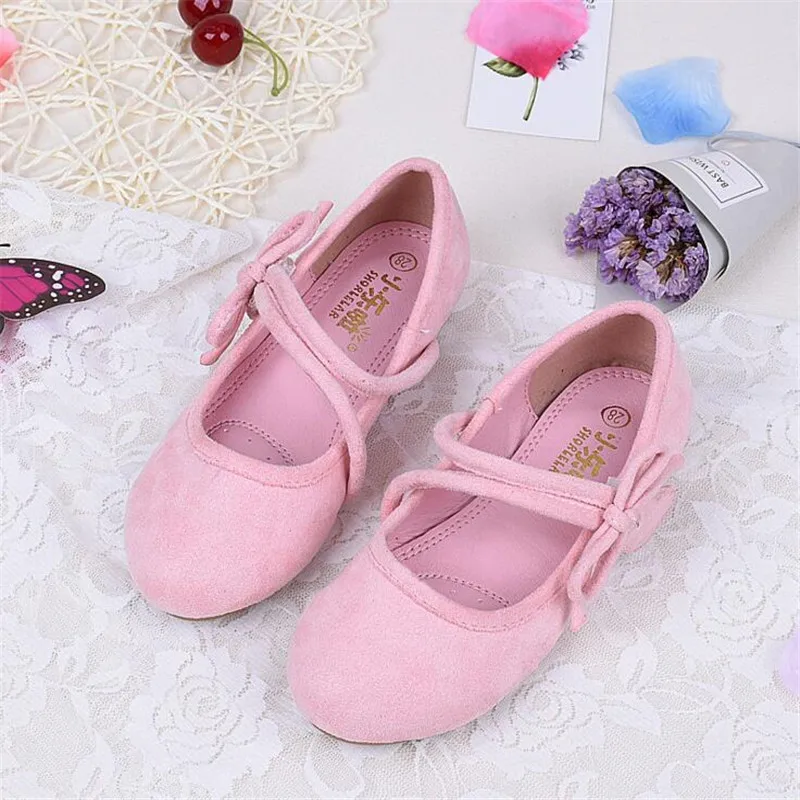 Elegance Girls shoes 2018 new children's princess fashion bow leather ...