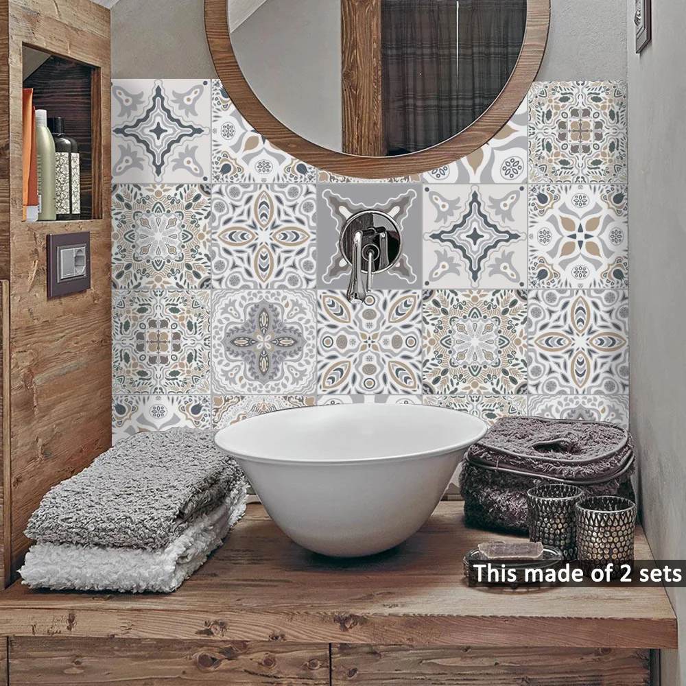 Funlife Decorative Moroccan Tiles Pvc Tile Stickers Retro Wall Art Decorative Moroccan Tiles Pvc Tile