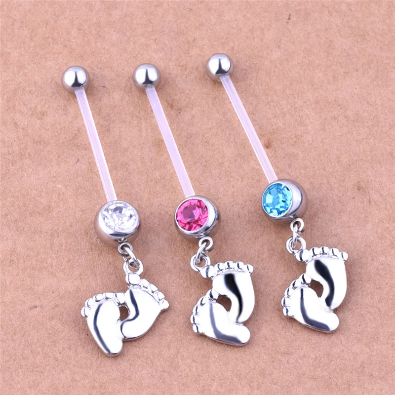 Anneau de nombril,pinkPiercing de nombril en acier chirurgical pour femme enceinte, bijoux de