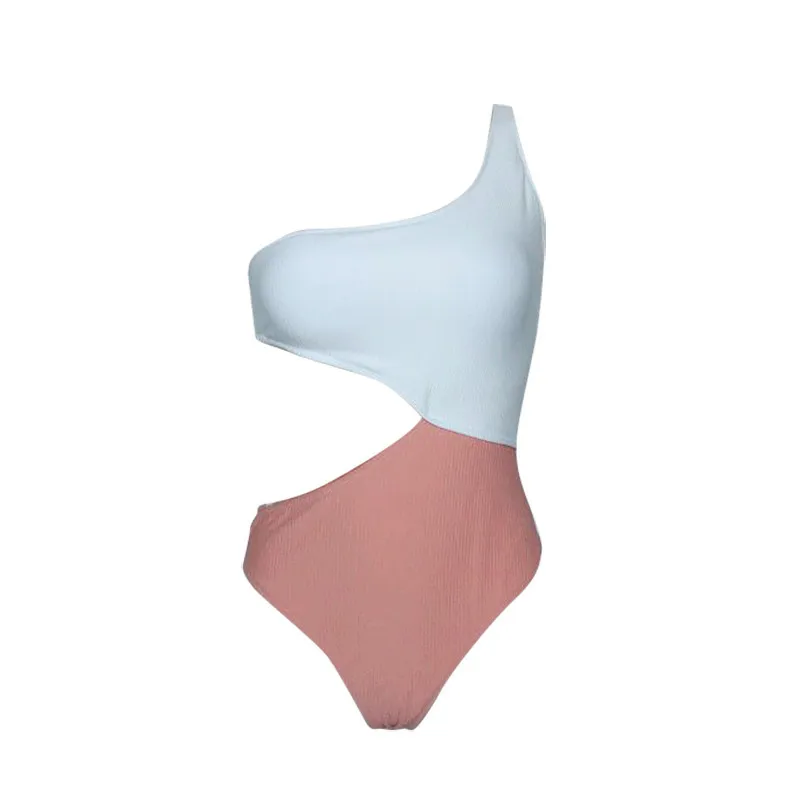 com nervuras maiô monokini assimétrico ombro banho feminino maiô de uma peça