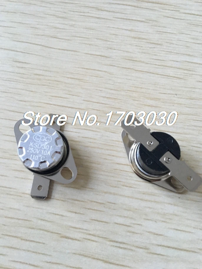 

2pcs KSD301 AC 250V 10A 110C Celsius NC Temperature Control Switch Thermostat