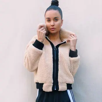 

Women Ladies Coat Winter Warm Teddy Bear Fluffy Coat Jacket Zip Up Outerwear Tops Fashion Women Girl Overcoat