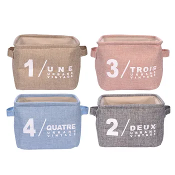 

Porable home sotage box Cotton and Linen Desktop Debris Basket Storage Box Small Clothing Cloth Storage Compartment with Handle