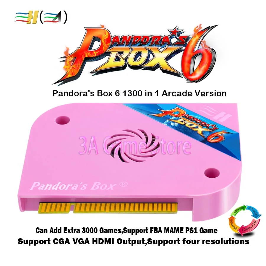  Pandora Box 6 1300 in 1 jamma arcade Version pcb game board CGA VGA HDMI output CRT HD 720p support