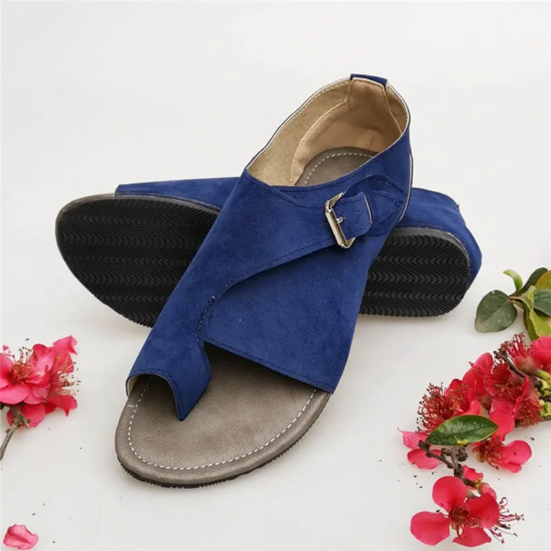 Женские сандалии в римском стиле; мягкие удобные сандалии на плоской подошве для отдыха; сандалии на плоской подошве с ремешком и пряжкой; женская летняя повседневная пляжная обувь; C35 - Цвет: F