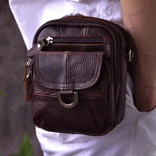 2017 New Men Genuine Leather Vintage Cell/Mobile Phone Cover Case skin Hip Belt Bum Purse Fanny Pack Waist Bag Pouch