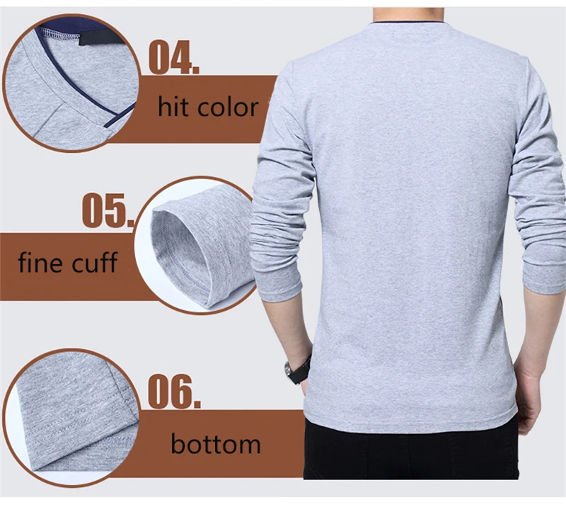 BROWON 2021 Fashion Men T-shirt Slim Fit Custom T-shirt Crease Design Long Stylish Luxury V Neck Fitness T-shirt Tee Shirt Homme