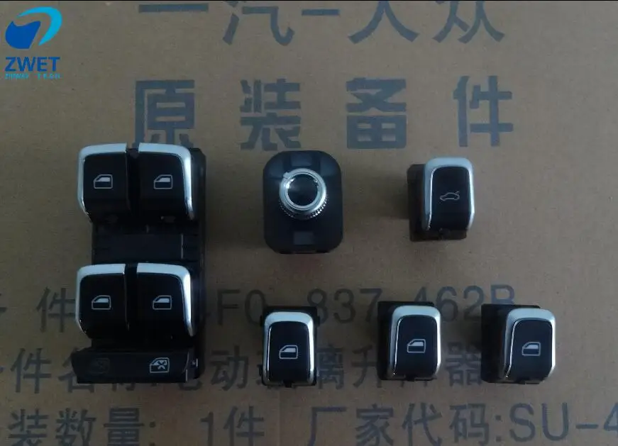

ZWET Car for AUDI A4 A4L A6 A8 C5 Q7Power Window Switch and Rearview mirror switch and Trunk switch A total of 6 pcs of switch