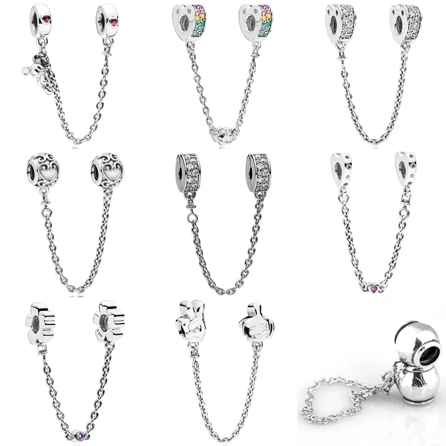 

Climbing Mickey Bright Hearts Rainbow Arcs Of Love Safety Chain Beads Fit Pandora Bracelet 925 Sterling Silver Charm Jewelry
