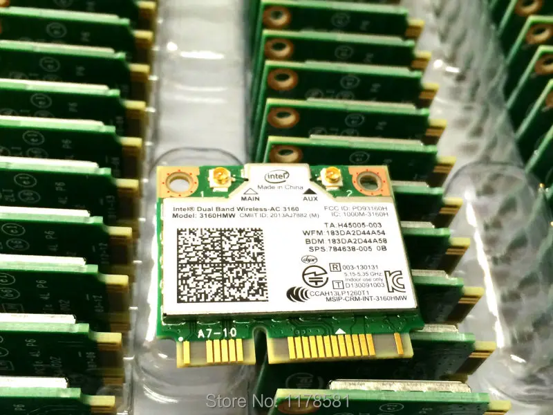 미니 PCI-e 와이파이 무선 노트북 카드, 듀얼 밴드 2.4GHz, 5Ghz, 3160 3160HMW 802.11ac 무선 AC + 블루투스 호환 