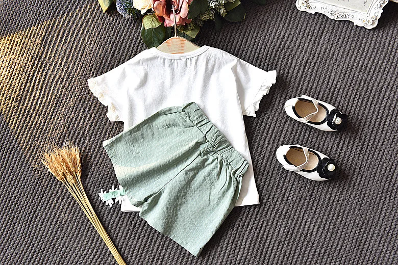 Conjuntos de Roupas sem Mangas Carta de Impressão T-camisa + Shorts Roupa de Verão Desfrutar Crianças Flor 2 Pçs Terno Meninas 3 4 5 6 Ano Ele Olá 18 Mamãe e Bebê