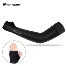 WEST BIKING дышащая велосипедная рука рукав с пальцами фитнес Велоспорт лед ткань рука палец рукав УФ Защита велосипед рука рукав