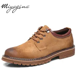 MIYAGINA/Новая мужская обувь, демисезонные мужские ботинки, модная мужская обувь из натуральной кожи на шнуровке, мужская повседневная обувь
