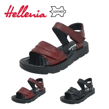 

Hellenia Genuine Leather super soft comfortable new arrive Brand shoes women sandals front strap Flat summer ladies sandals soft