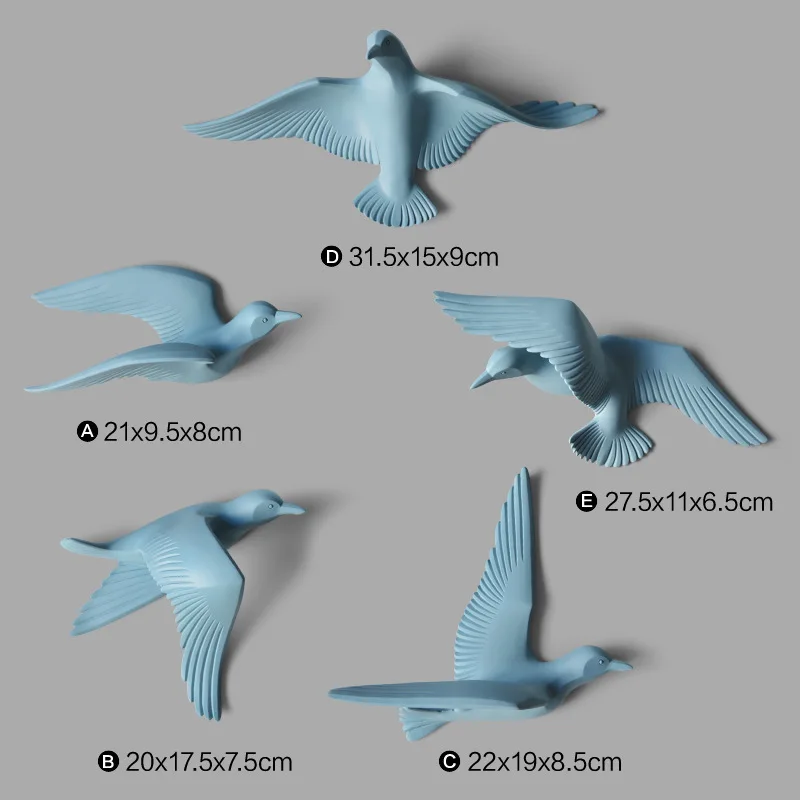 3D Смола птица украшение дома декор настенные наклейки висячие украшения мебель голубь мира для европейского талисмана 5 шт - Цвет: light blue