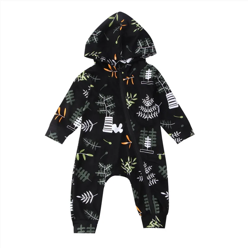 

Toddler Infant Newborn Baby Boy Clothing Print Romper Long Sleeve Black Jumpsuit Playsuit Clothes Outfits 0-24M