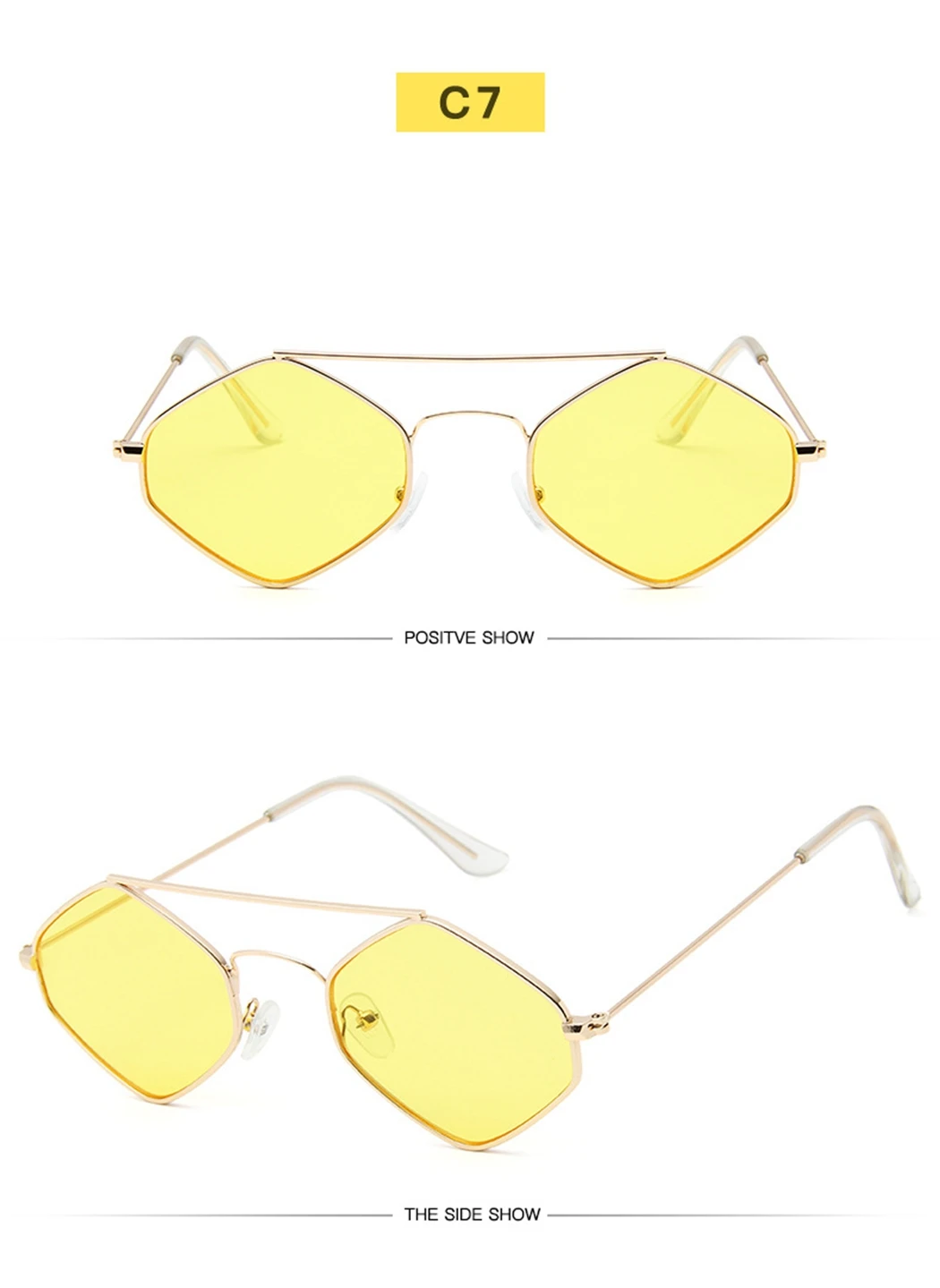 Модные солнцезащитные очки унисекс с шестигранной головкой, двойной луч, маленький размер, очки ярких цветов, солнцезащитные очки UV400, очки Gafas De Sol Mujer