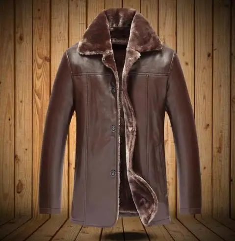 

2017 Hot Warm Men Leather Jackets Winter Thicken Fleece PU Leather Jackets Casual Coats jaqueta de couro masculina Warm Plus 4XL