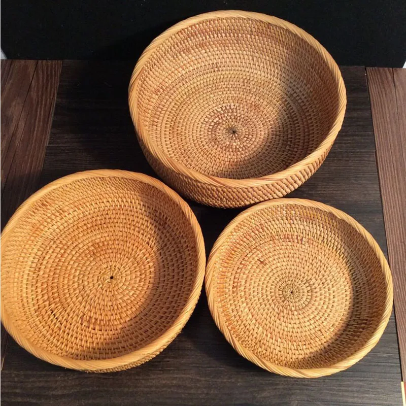3 Pcs / Lot Home rattan fruit basket japanese snack bread food baskets