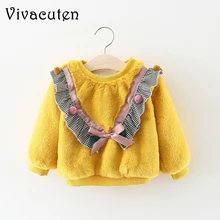Модная Толстовка для маленьких девочек; коллекция года; сезон весна; худи с оборками для девочек; Верхняя одежда; теплые пальто; Детские Зимние флисовые Топы; одежда