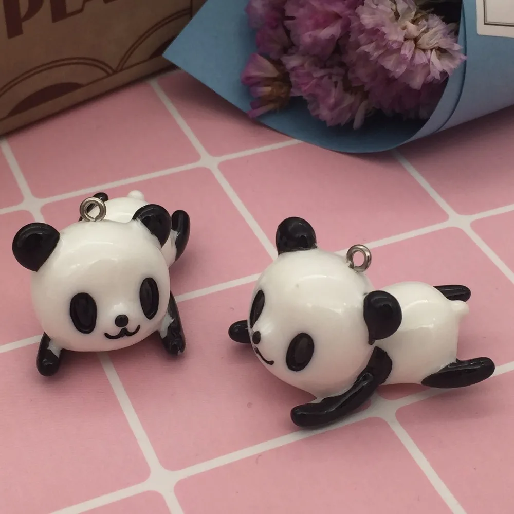 

let's start!set 10pcs ,resin animal charms.3D resin Crouching panda pendant,three-D animal for key chain/phone decoration,DIY.