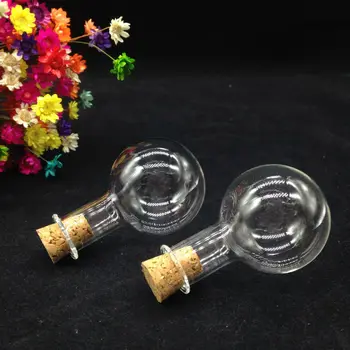 

10sets/lot clear glass ball 33x50mm transparent glass bottle with cork glass vial pendant glass globes glass dome diy finding