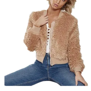 

Autumn Winter Women Casual Faux Lambswool Coat Ladies Oversized Thick Warm Fur Zipper Plush Hairly Jacket Female Overcoat 2018