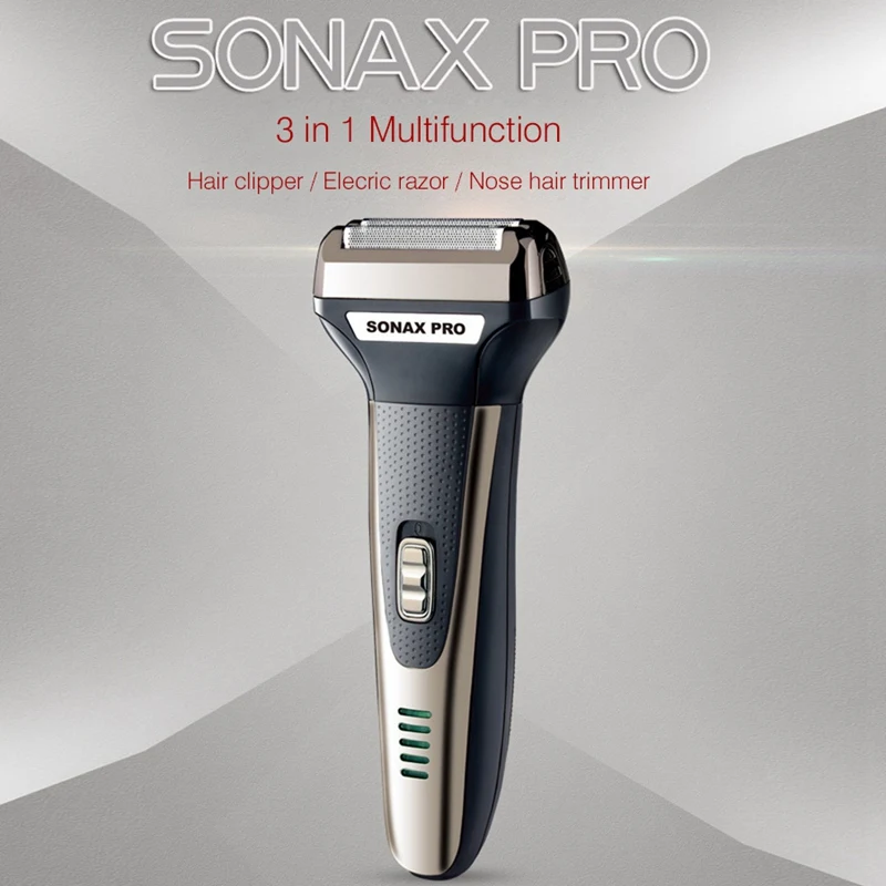 Мужская электробритва Sonax Pro 3 в 1, перезаряжаемая бритва для бритья бороды, электрическая бритва, возвратно-поступательная Чистка носа, бритвенный станок для волос