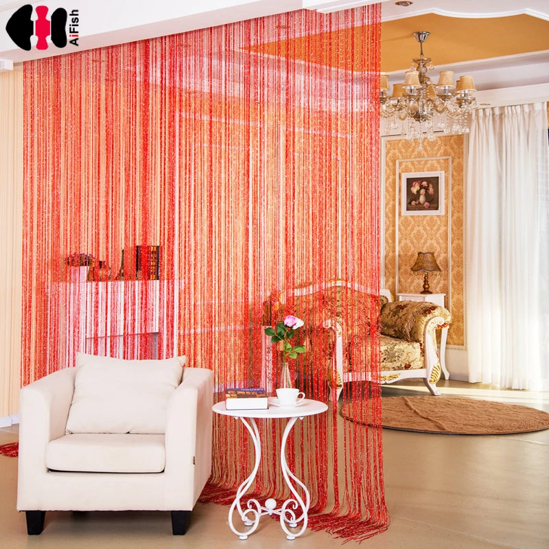 

Solid Color String red curtains thread Widow Panels Screen House Curtains line curtain Room Blinds String silver Curtains 246B