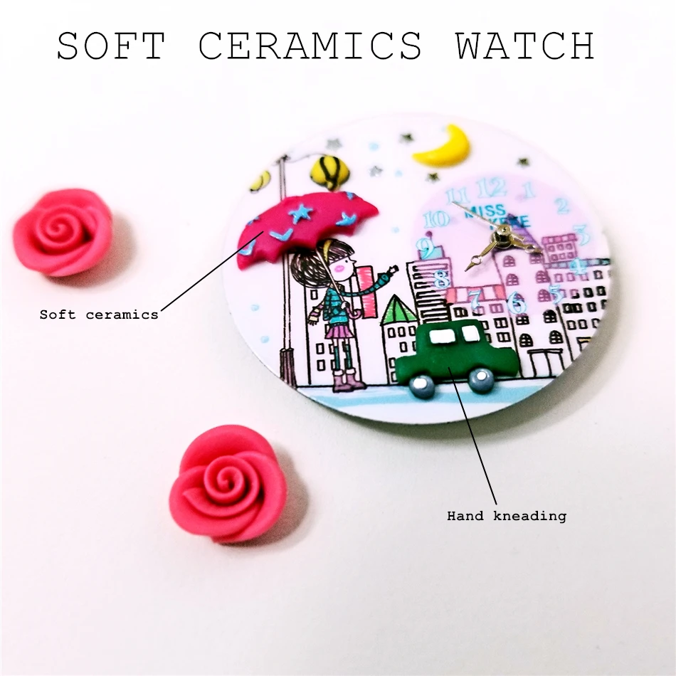 MISS KEKE cute clay 3D mini world City Young Pretty girl детские часы женские кожаные Наручные 103|wristwatch