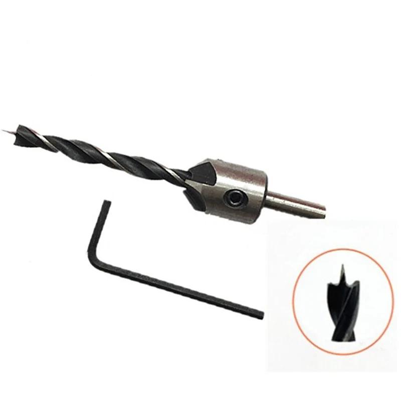 4 / 7Pcs HSS 5 Flute Chamfer Wood Drill Bits Set For Woodworking Cutter Tools 4 / 7Pcs HSS 5 Flute Chamfer Wood Drill Bits Set For Woodworking Cutter Tools