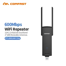 802.11ac CF-WR371AC Comfast 600 M Mini Wireless USB de banda Dual 5G WiFi Repetidor Red Router Dual Antena WiFi Extender Roteador