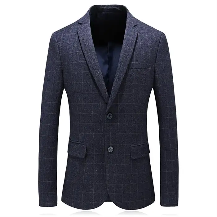 New Arrival Men's Single Breasted Casual Business Blazer Coat Men's Fashion Classic High Quality Plaid Blazer Men Jacket - Цвет: same as photo