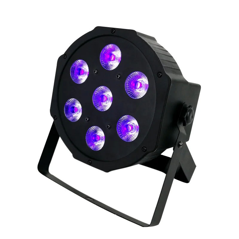 SHEDHS светодиодный плоский пар 7x3 W фиолетовый Цвет освещение УФ с DMX512 для диско DJ вечерние украшения фиолетовый Par светодиодный эффект огни