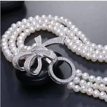 Красивые ювелирные изделия и натуральных материалов Южное море белый жемчуг ожерелье 1" 925 серебро closp