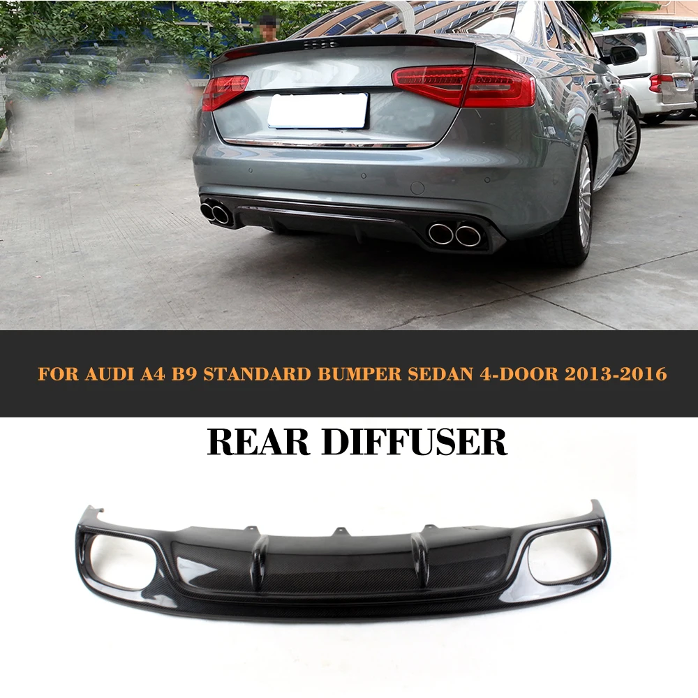 Carbon Fiber Rear Bumper Diffuser Lip Spoiler With Splitters Exhaust