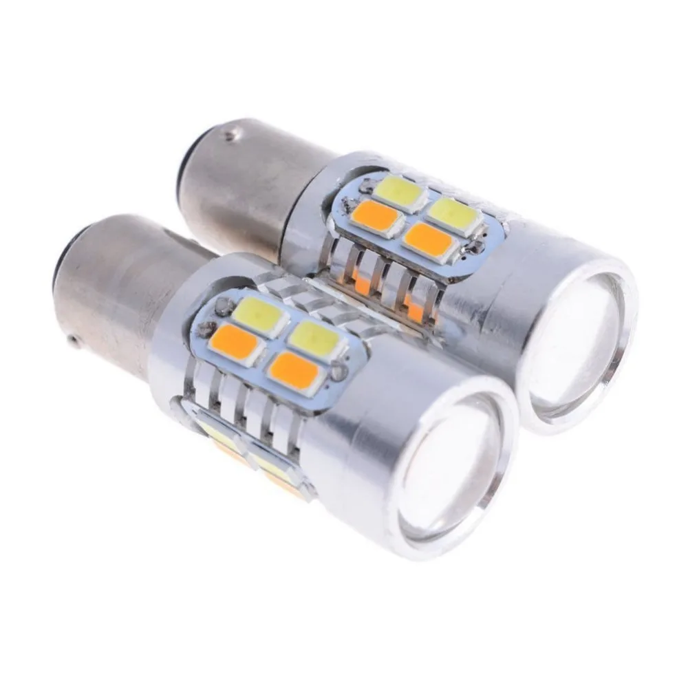 2 шт. Супер яркий 1157 BAY15D 5630 5730 20 SMD белый янтарь горки светодиодный лампы S25 Сигналы поворота и сигнальная лампа 12V двойной Цвета