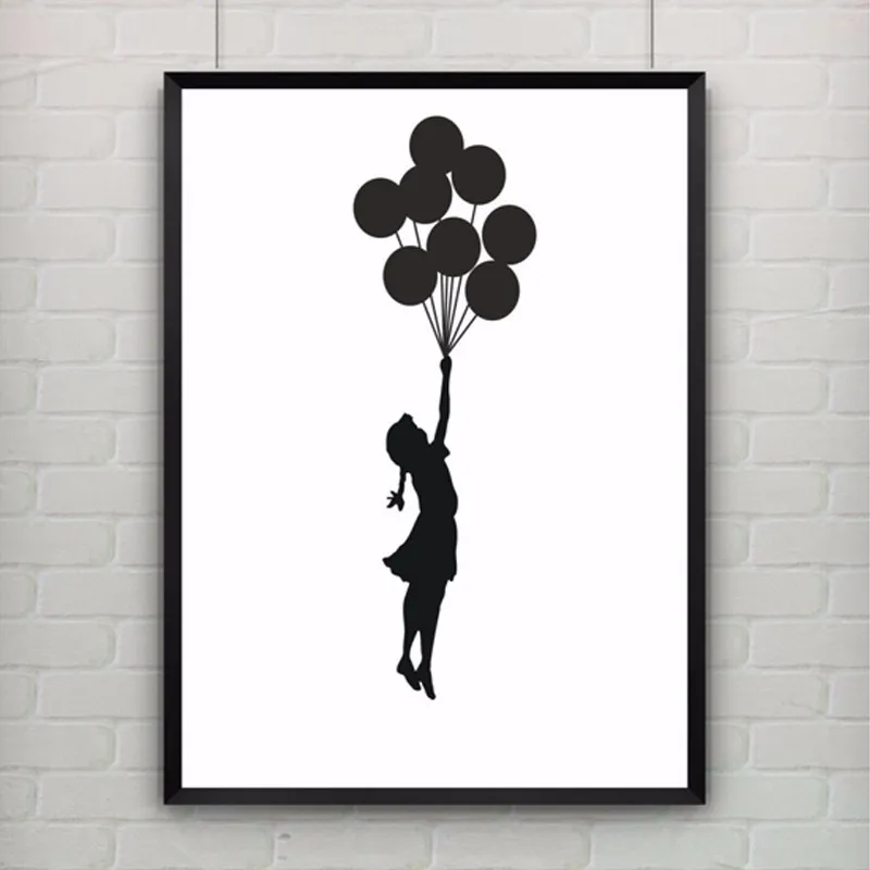 Скандинавские простые воздушные шары серии Banksy маленькие Плакаты для девочек и