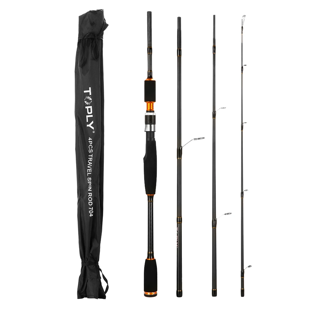 

2.1m Fly Fishing Rod 4 Sections Spinning Rods Portable Lightweight Carbon Fiber Fishing Pole with Rod Bag Fishing Tackle